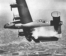 Airplane Picture - B-24L Stevonovitch II (AAF Ser. No. 44-49710) of the 464th BG, hit by 2 cm FlaK 30 while supporting ground troops near Lugo, Italy, 10 April 1945. Colonel James Gilson, commanding officer of the 779th BS and nine others were killed; one waist gunner was thrown clear and survived.