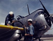 Airplane Picture - Refueling of an SNC-1 at NAS Corpus Christi, 1942.