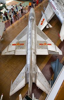 Airplane Picture - A J-7I seen from above. Note the Delta wing and distinctive PLAAF markings.