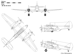 Airplane Picture - Orthographic projection of the CA-4 Woomera - the first prototype.