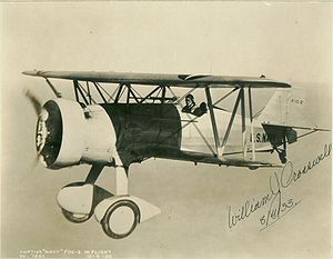 Warbird Picture - XF11C-2 Goshawk, piloted by Curtiss test pilot William J. Cresswell, pictured during a test flight, 4 August 1933.