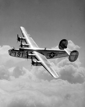 Warbird Picture - U.S. Army Air Forces Consolidated B-24D Liberator over Maxwell Field, Alabama.