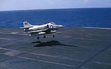 Aircraft Picture - A-4C landing on the USS Kitty Hawk in 1966.