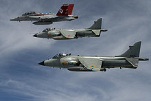 Aircraft Picture - Indian Navy's Sea Harriers fly along side U.S. Navy's F/A-18F Super Hornet during Malabar 2007.