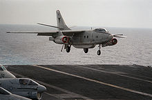 Aircraft Picture - An EA-3B of Fleet Air Reconnaissance Squadron TWO (VQ-2) lands on the USS Kitty Hawk in 1987