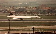 Aircraft Picture - Concorde with droop nose in fully down position during rollout after landing.