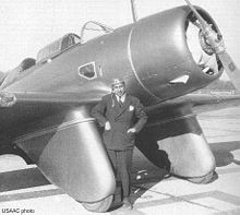 Aircraft Picture - Alexander de Seversky standing before the SEV-3XAR, autumn 1934