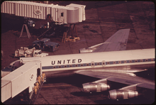 Aircraft Picture - United Airlines chose the DC-8 over the Boeing 707. This Douglas DC-8-50 was photographed at Boston in 1973.