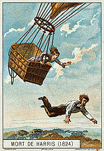 Aviation History - Harris jumps from his balloon to save his fiance. Illustration from the late 19th Century.