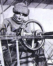 Aviation History - Raymonde de Laroche - Raymonde de Laroche in her Voisin aeroplane in 1909