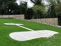 Aviation History - The Blriot Memorial on the site of his landing near the cliffs above Dover (the bicycle handlebars are not part of the memorial)