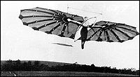 Airplane Picture - Percy Pilcher flying his Hawk hang glider. UK, 1897. Shown might be Miss Dorothy Pilcher, Percy's cousin who was towed in a flight.