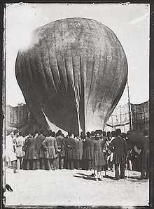 Aviation History - Hot Air Balloon - Balloon landing in Mashgh square, Iran (Persia), at the time of Nasser al-Din Shah Qajar, around 1850.