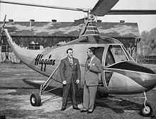 Aviation History - Enea Bossi, Sr. - Enea Bossi and son Charles alongside the Higgins EB-1 helicopter