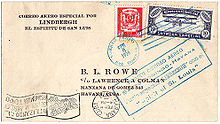 Aviation History - B.L. Rowe corner cover flown by Charles Lindbergh in the Spirit of St. Louis from Santo Domingo to Port-au-Prince (February 6, 1928) and Havana (February 8, 1928)