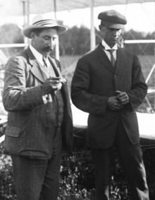 Aviation History - The Wright Brothers - Hart O. Berg (left), the Wrights' business agent, and Wilbur at the flying field near Le Mans.