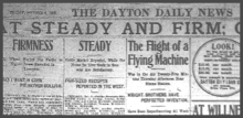 Aviation History - The Wright Brothers - The Dayton Daily News reported the October 5 flight on page 9, with agriculture and business news.[N 2]