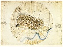 Leonardo da Vinci - Leonardo da Vinci's very accurate map of Imola, created for Cesare Borgia