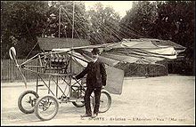 Aviation History - Traian Vuia - A postcard with Vuia and his 1907 airplane Vuia II