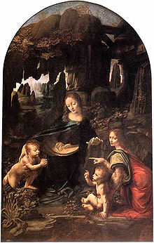 Leonardo da Vinci - Virgin of the Rocks, Louvre, possibly 1505-1508, demonstrates Leonardo's interest in nature.