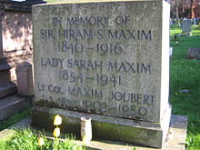 Aviation History - Hiram Stevens Maxim - Gravestone of Sir Hiram Maxim