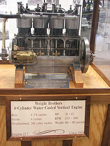 Aviation History - The Wright Brothers - A Wright engine, serial number 17, circa 1910, is on display at the New England Air Museum in Windsor Locks, Connecticut.