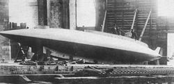 Aviation History - Arthur Constantin Krebs - The Gymnote submarine in 1888. Arthur Krebs holds the airing mast. The periscope is visible