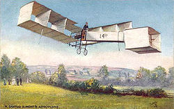 Aviation History - Alberto Santos-Dumont - 14-bis on an old postcard
