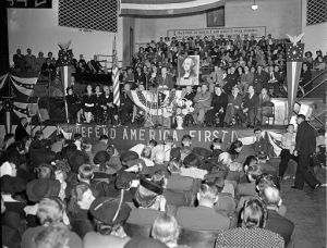 Aviation History - Charles Lindbergh speaking at an AFC rally