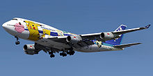 Airplane Picture - An All Nippon Airways 747-400, decorated with images of different Pokmon.