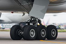 Airplane Picture - The six-wheel undercarriage of a Boeing 777-300