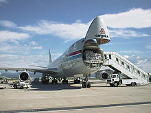 Airplane Picture - Cargolux 747-400F with the nose loading door open