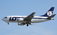 Airplane Picture - LOT Polish Airlines 737-500 landing at London Heathrow Airport