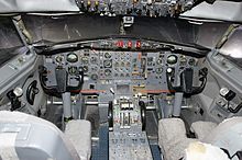 Airplane Picture - Interior close-up photo of the cockpit area of a flight simulator for a Boeing 727 at the Pan Am International Flight Academy