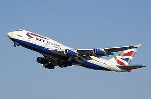 Airplane Picture - British Airways Boeing 747-400 during takeoff