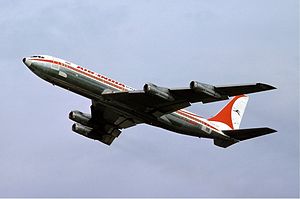 Airplane Picture - Air India 707-320B takeoff at Basel, Switzerland in 1976.