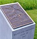 World War 1 Picture - Bronze plaque overview of the
Battle of Messines assault on 7 June 1917