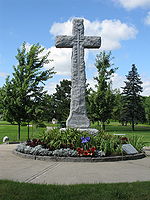 World War 1 Picture - The Cross of Sacrifice dedicated to the memory of Arthur Currie at the Last Post Fund National Field of Honour.