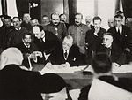 World War 1 Picture - Alexandru Marghiloman signing the Treaty of Bucharest in 1918