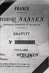 World War 1 Picture - A sample Nansen passport