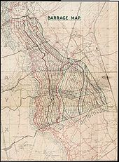 World War 1 Picture - Map showing rolling artillery barrage for advance