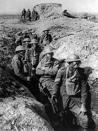 World War 1 Picture - Australian infantry wearing Small Box Respirators, Ypres, September 1917.