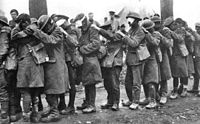 World War 1 Picture - British 55th (West Lancashire) Division troops blinded by tear gas during the Battle of Estaires, 10 April 1918.