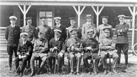 World War 1 Picture - The Central Flying School staff in January 1913. Paine is in the front row, shown third from the left.