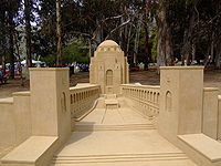 World War 1 Picture - Contemporary sand sculpture rendition of the iconic Australian War Memorial in Canberra, Australia.