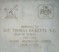 World War 1 Picture - Thomas Ricketts memorial plaque.
(Water Street, St. John's, Newfoundland)