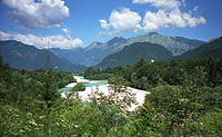 World War 1 Picture - The Soča, location of the initial attacks at Kobarid (Caporetto).