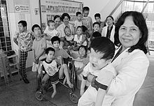 World War 1 Picture - Handicapped Vietnamese children. Vietnam claims that the use of Agent Orange and other herbicides by the U.S. during the Vietnam War increased the number of birth defects.[41]