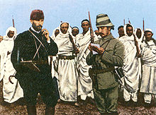 World War 1 Picture - Binbaşı Mustafa Kemal Bey (left) with a Turkish military officer and Bedouin forces in Darnah, Tripolitania Vilayet, 1912.