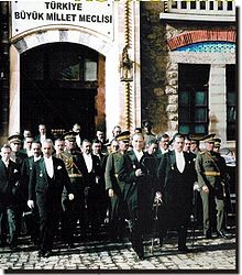 World War 1 Picture - In 1930, leaving the parliament after the 7th-year celebration meeting. İsmet İnxnx, the second President of Turkey, is to the left.